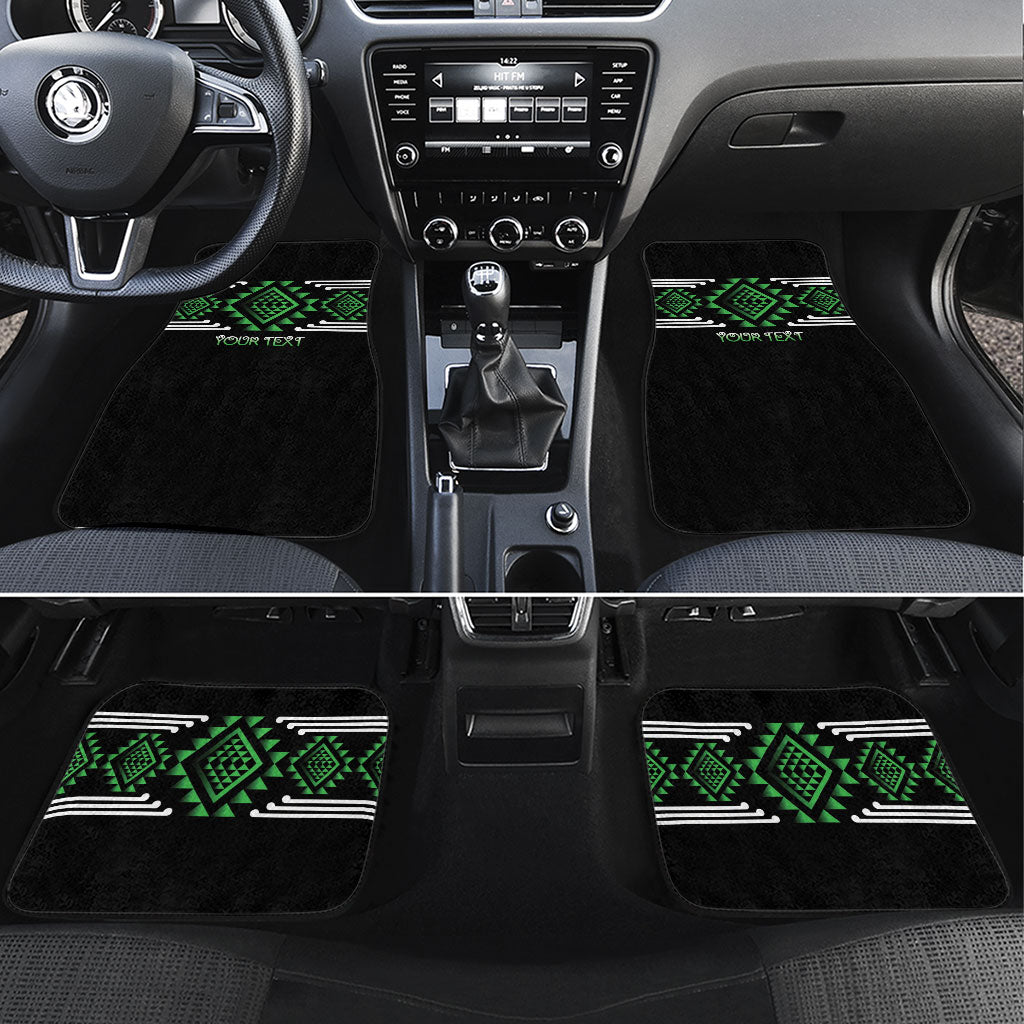 Aotearoa Atua Papatuanuku Personalised Car Mats Maori Earth Mother Taniko Motifs LT14 Set 4pcs Green - Polynesian Pride