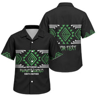Aotearoa Atua Papatuanuku Personalised Family Matching Off Shoulder Maxi Dress and Hawaiian Shirt Maori Earth Mother Taniko Motifs LT14 Son's Shirt Green - Polynesian Pride