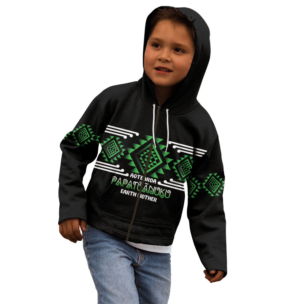 Aotearoa Atua Papatuanuku Personalised Kid Hoodie Maori Earth Mother Taniko Motifs LT14 - Polynesian Pride