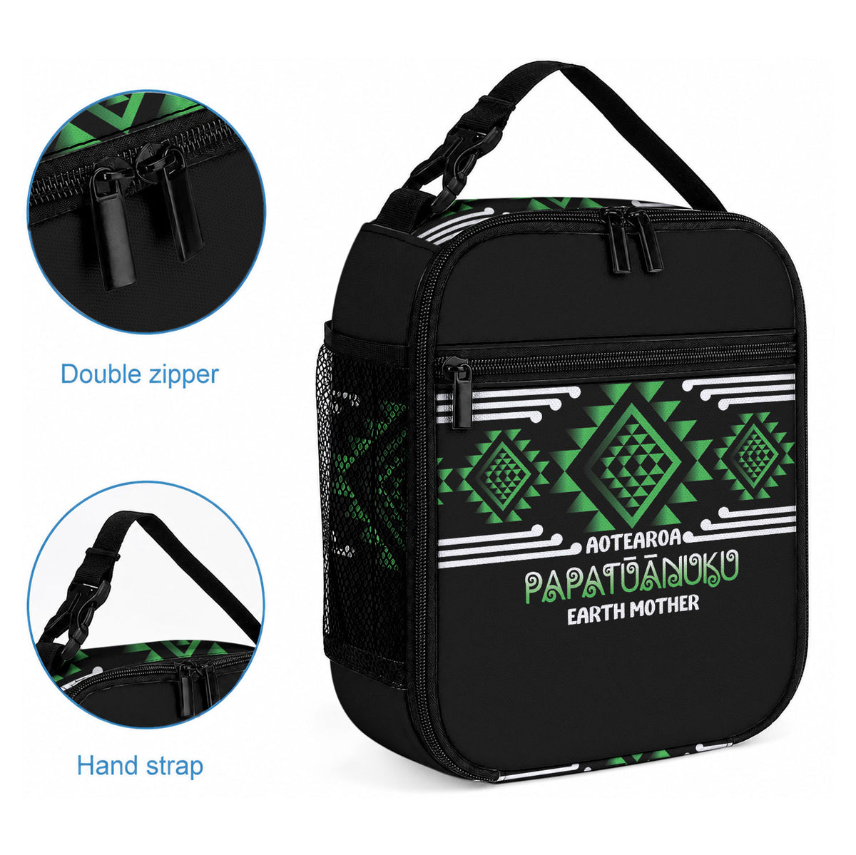 Aotearoa Atua Papatuanuku Lunch Bag Maori Earth Mother Taniko Motifs