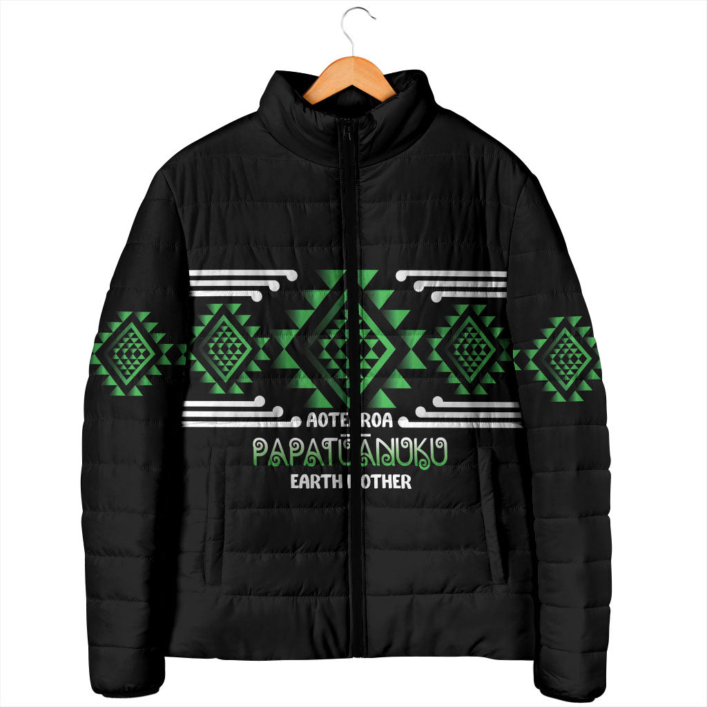Aotearoa Atua Papatuanuku Personalised Padded Jacket Maori Earth Mother Taniko Motifs LT14 - Polynesian Pride