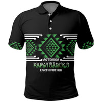 Aotearoa Atua Papatuanuku Personalised Polo Shirt Maori Earth Mother Taniko Motifs LT14 Green - Polynesian Pride