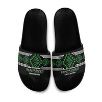 Aotearoa Atua Papatuanuku Slide Sandals Maori Earth Mother Taniko Motifs LT14 Green - Polynesian Pride