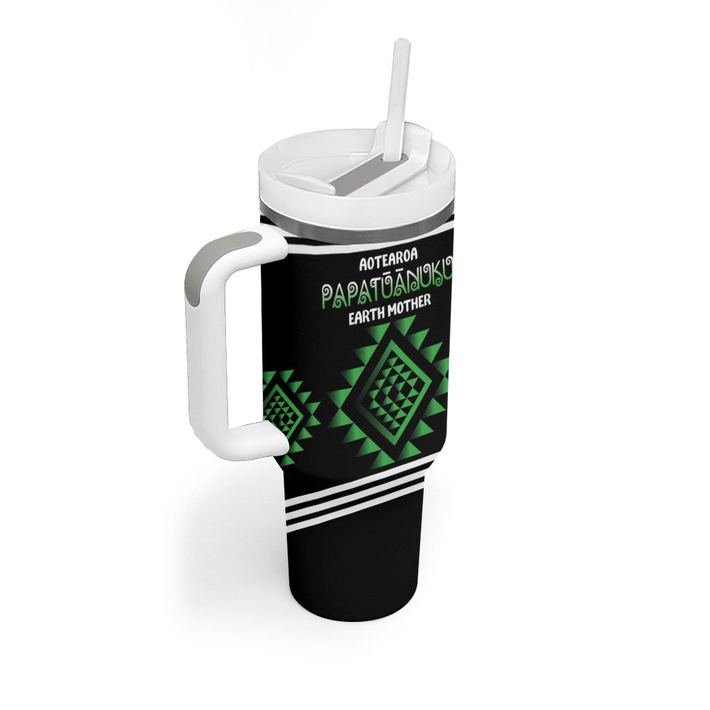 Aotearoa Atua Papatuanuku Personalised Tumbler With Handle Maori Earth Mother Taniko Motifs LT14 - Polynesian Pride