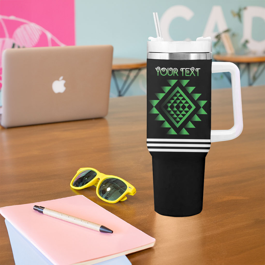 Aotearoa Atua Papatuanuku Personalised Tumbler With Handle Maori Earth Mother Taniko Motifs LT14 - Polynesian Pride