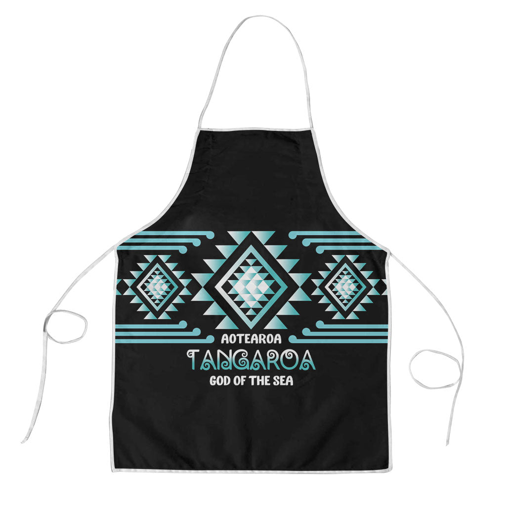 Aotearoa Atua Tangaroa Apron Maori God Of The Sea Taniko Motifs LT14 Turquoise - Polynesian Pride