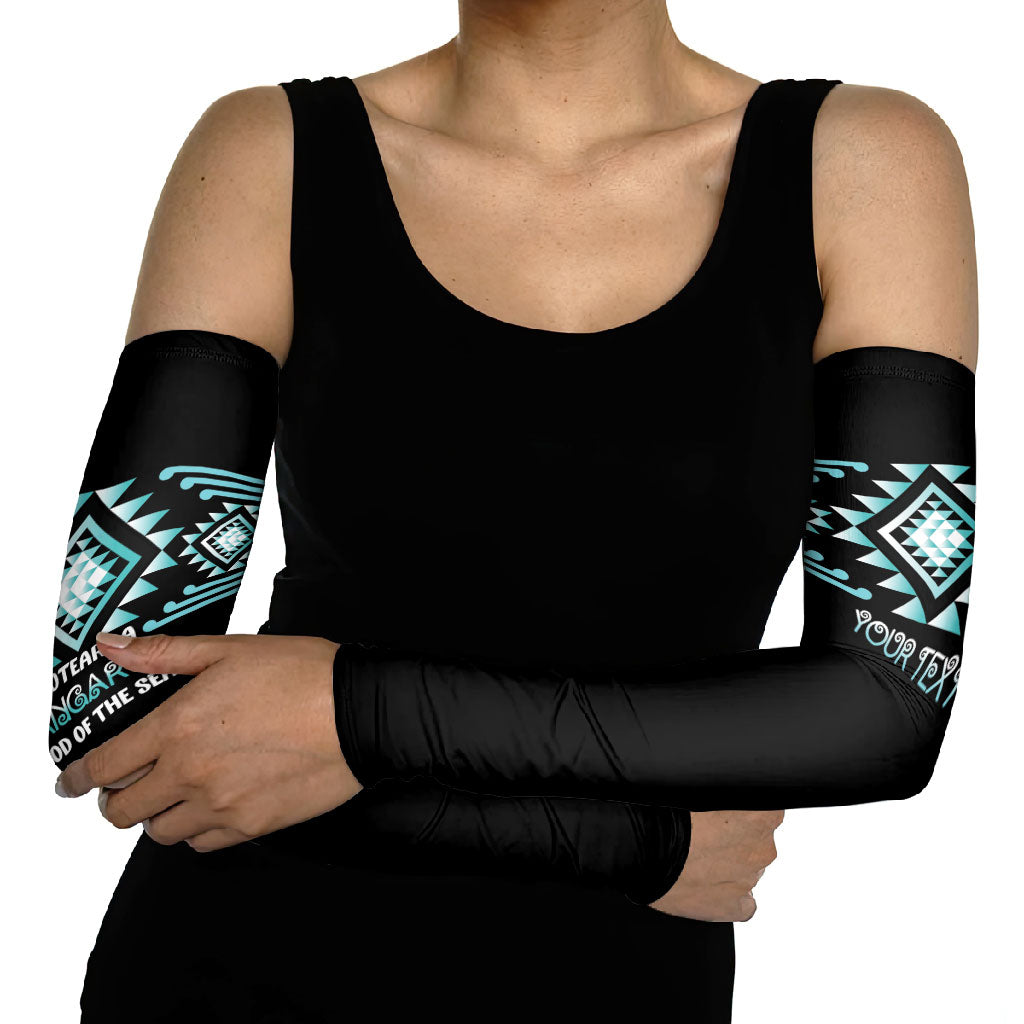 Aotearoa Atua Tangaroa Personalised Arm Sleeves Maori God Of The Sea Taniko Motifs LT14 - Polynesian Pride