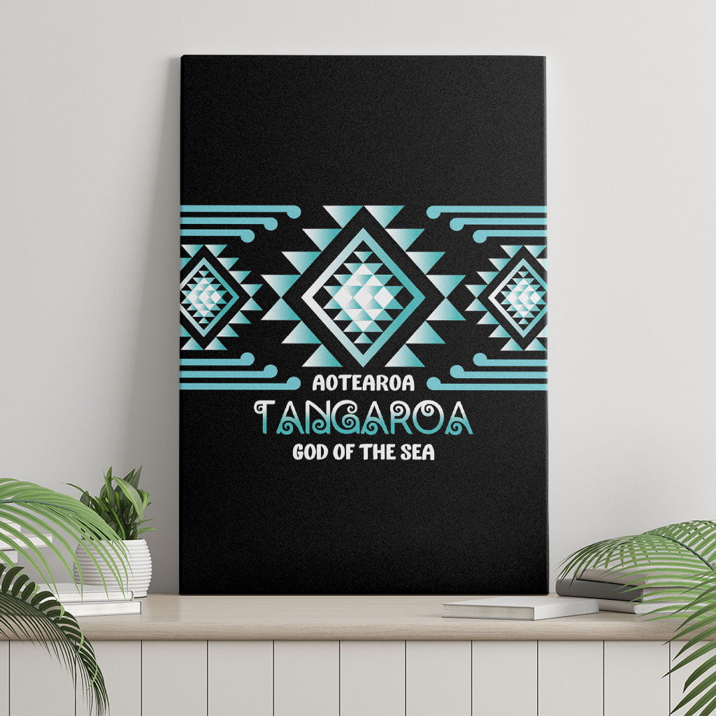 Aotearoa Atua Tangaroa Canvas Wall Art Maori God Of The Sea Taniko Motifs LT14 - Polynesian Pride