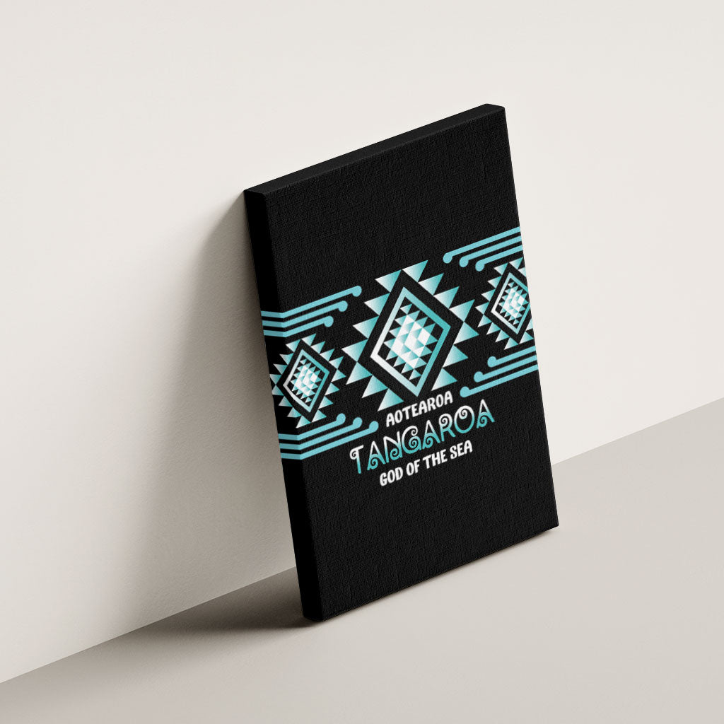 Aotearoa Atua Tangaroa Canvas Wall Art Maori God Of The Sea Taniko Motifs LT14 - Polynesian Pride