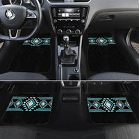 Aotearoa Atua Tangaroa Personalised Car Mats Maori God Of The Sea Taniko Motifs LT14 Set 4pcs Turquoise - Polynesian Pride