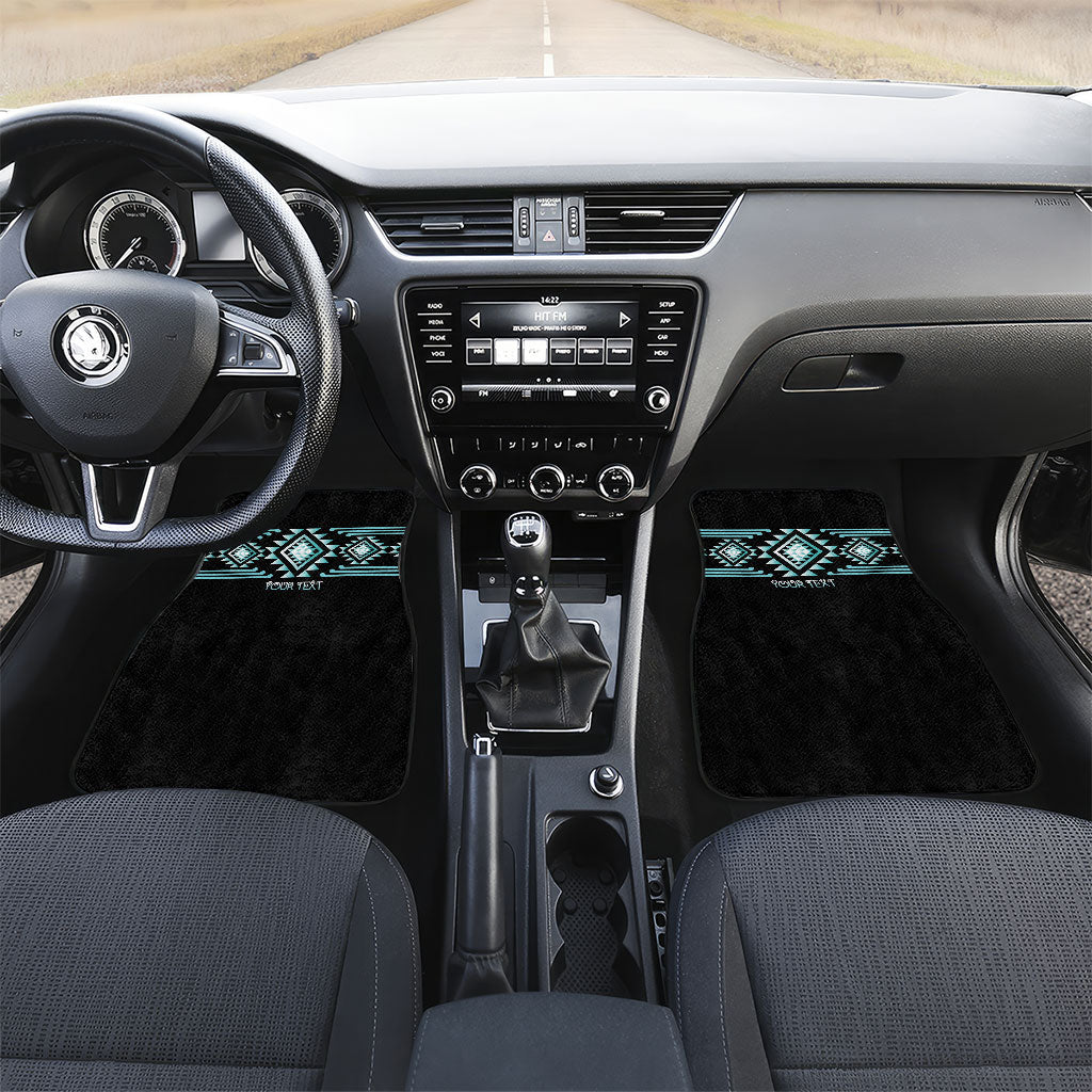 Aotearoa Atua Tangaroa Personalised Car Mats Maori God Of The Sea Taniko Motifs LT14 Set 2pcs - Front Turquoise - Polynesian Pride