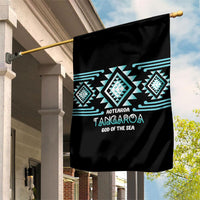 Aotearoa Atua Tangaroa Garden Flag Maori God Of The Sea Taniko Motifs LT14 House Flag Turquoise - Polynesian Pride