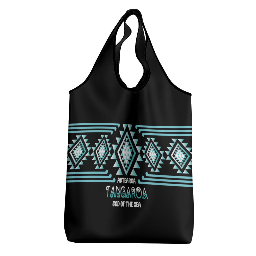 Aotearoa Atua Tangaroa Grocery Bag Maori God Of The Sea Taniko Motifs LT14 - Polynesian Pride