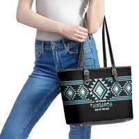 Aotearoa Atua Tangaroa Leather Tote Bag Maori God Of The Sea Taniko Motifs LT14 - Polynesian Pride