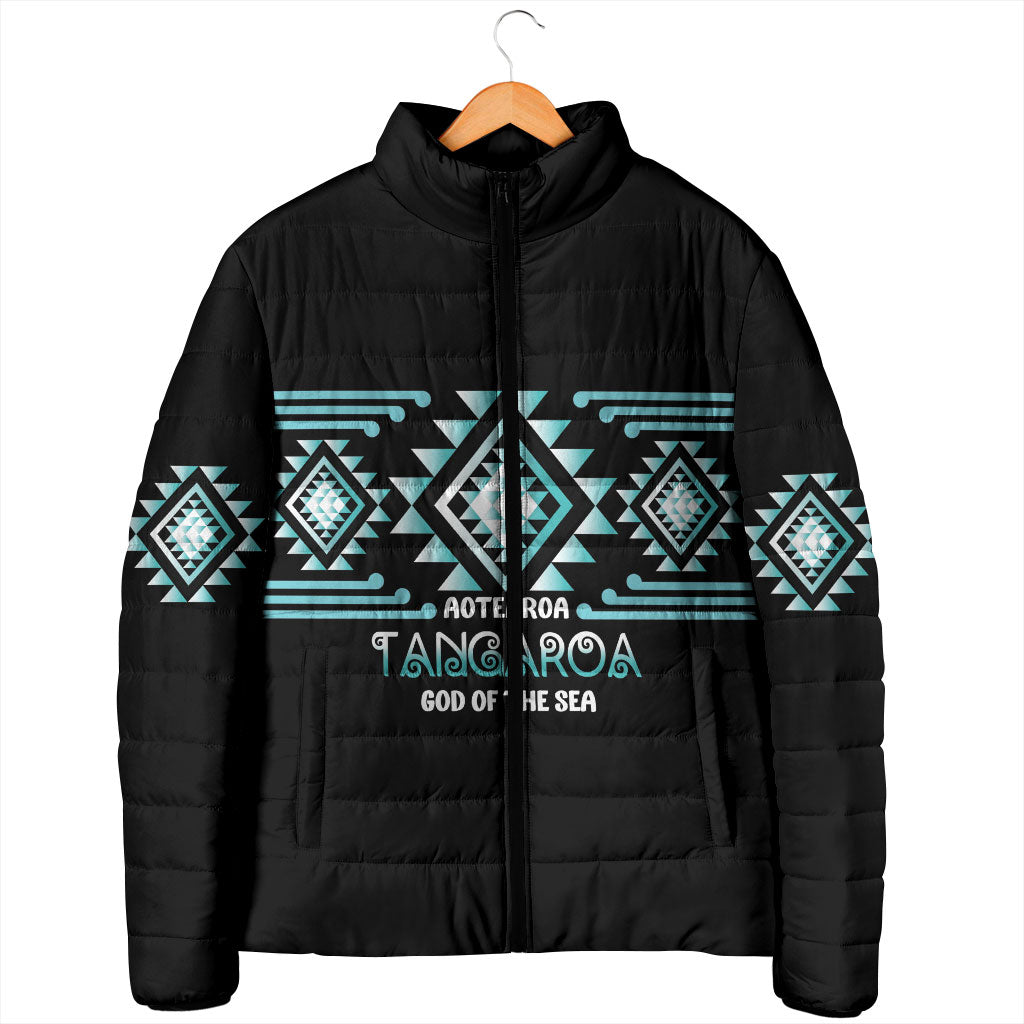 Aotearoa Atua Tangaroa Personalised Padded Jacket Maori God Of The Sea Taniko Motifs LT14 - Polynesian Pride
