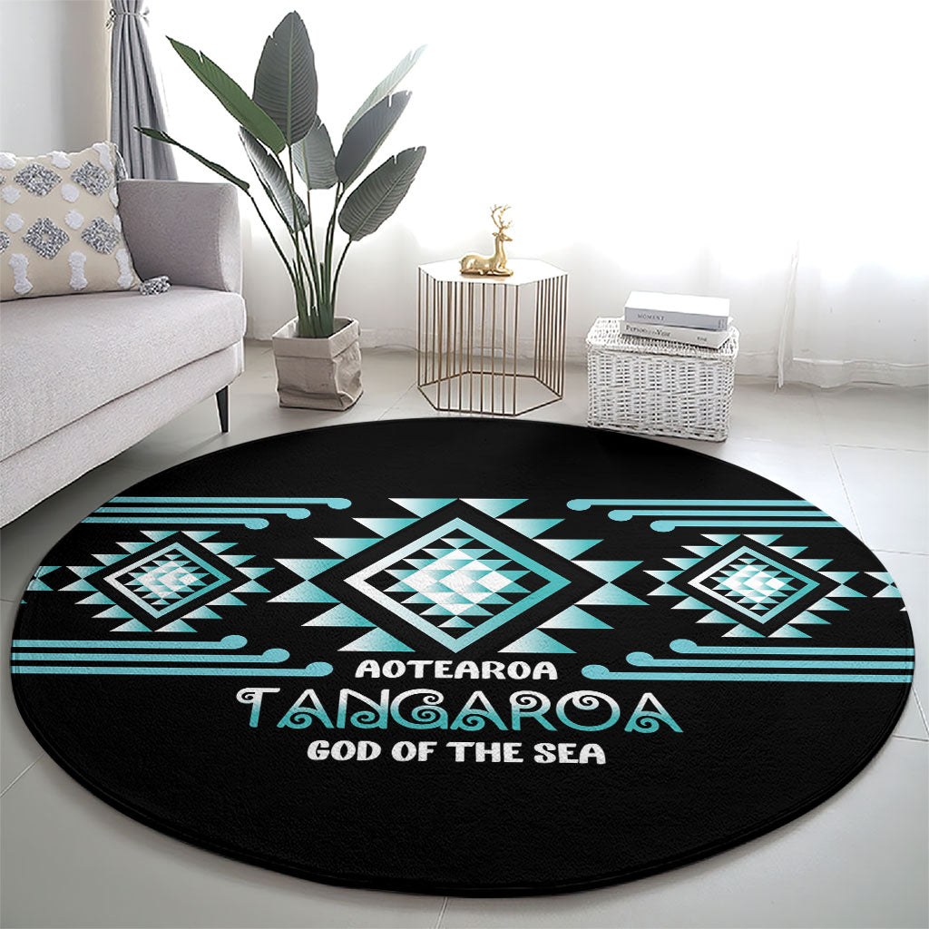 Aotearoa Atua Tangaroa Round Carpet Maori God Of The Sea Taniko Motifs LT14 - Polynesian Pride