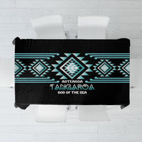 Aotearoa Atua Tangaroa Tablecloth Maori God Of The Sea Taniko Motifs LT14 Turquoise - Polynesian Pride