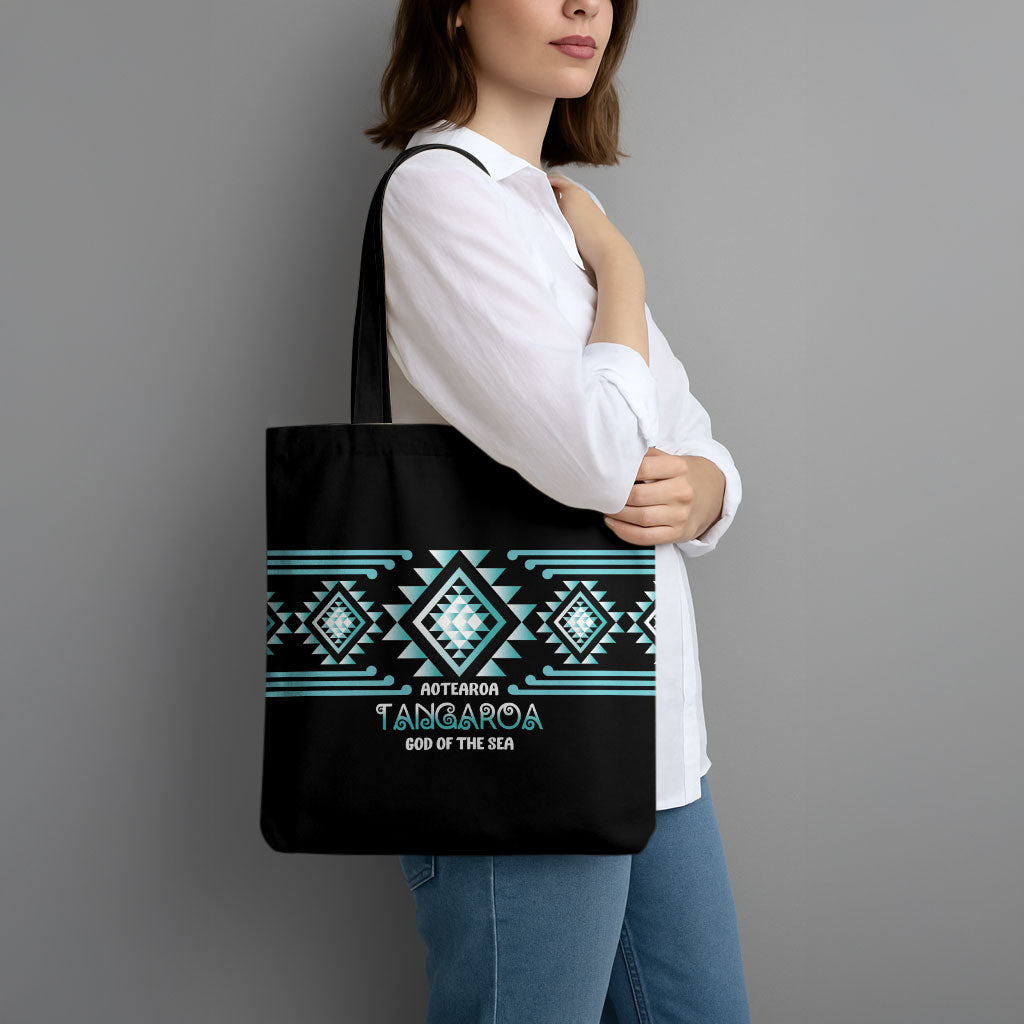 Aotearoa Atua Tangaroa Tote Bag Maori God Of The Sea Taniko Motifs LT14 - Polynesian Pride