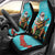 Hawaii Christmas Car Seat Cover Mele Kalikimaka Poinsettia Lei - Cyan