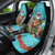 Hawaii Christmas Car Seat Cover Mele Kalikimaka Poinsettia Lei - Cyan