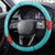 Hawaii Christmas Steering Wheel Cover Mele Kalikimaka Poinsettia Lei - Cyan