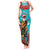 Hawaii Christmas Tank Maxi Dress Mele Kalikimaka Poinsettia Lei - Cyan