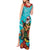 Hawaii Christmas Tank Maxi Dress Mele Kalikimaka Poinsettia Lei - Cyan