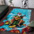 Hawaii Christmas Area Rug Mele Kalikimaka Poinsettia Lei Polynesian - Blue