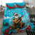 Hawaii Christmas Bedding Set Mele Kalikimaka Poinsettia Lei Polynesian - Blue