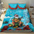 Hawaii Christmas Bedding Set Mele Kalikimaka Poinsettia Lei Polynesian - Blue