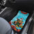 Hawaii Christmas Car Mats Mele Kalikimaka Poinsettia Lei Polynesian - Blue