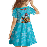 Hawaii Christmas Family Matching Long Sleeve Bodycon Dress and Hawaiian Shirt Mele Kalikimaka Poinsettia Lei Polynesian - Blue LT14 - Polynesian Pride