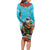 Hawaii Christmas Family Matching Long Sleeve Bodycon Dress and Hawaiian Shirt Mele Kalikimaka Poinsettia Lei Polynesian - Blue