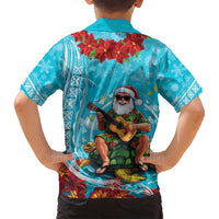 Hawaii Christmas Family Matching Puletasi and Hawaiian Shirt Mele Kalikimaka Poinsettia Lei Polynesian - Blue LT14 - Polynesian Pride