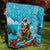 Hawaii Christmas Quilt Mele Kalikimaka Poinsettia Lei Polynesian - Blue