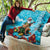 Hawaii Christmas Quilt Mele Kalikimaka Poinsettia Lei Polynesian - Blue