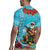 Hawaii Christmas Rugby Jersey Mele Kalikimaka Poinsettia Lei Polynesian - Blue