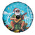 Hawaii Christmas Spare Tire Cover Mele Kalikimaka Poinsettia Lei Polynesian - Blue