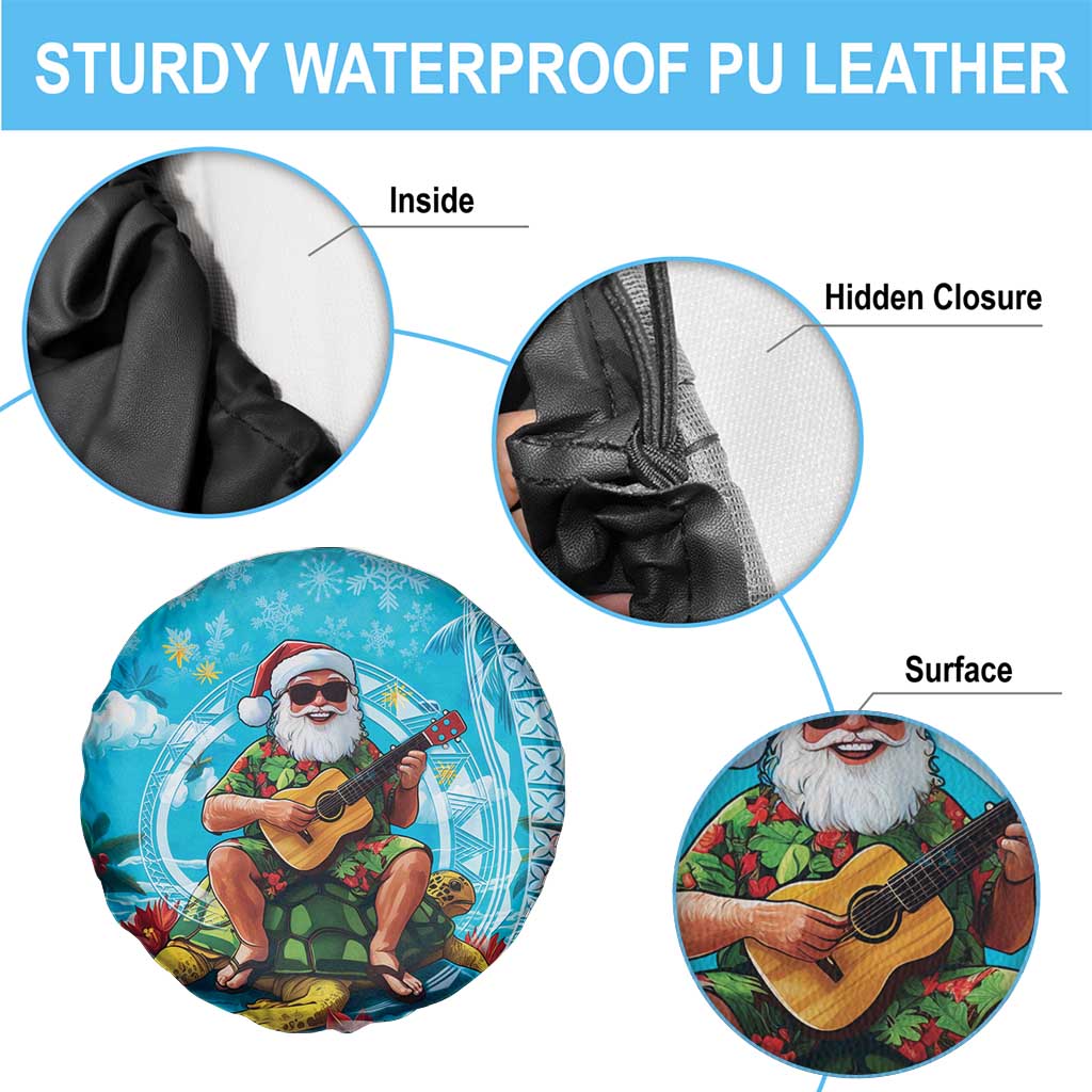 Hawaii Christmas Spare Tire Cover Mele Kalikimaka Poinsettia Lei Polynesian - Blue