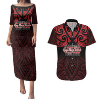Personalised Keep Maori Wards New Zealand Couples Matching Puletasi and Hawaiian Shirt Stronger Together Aotearoa Taniko - Polynesian Pride