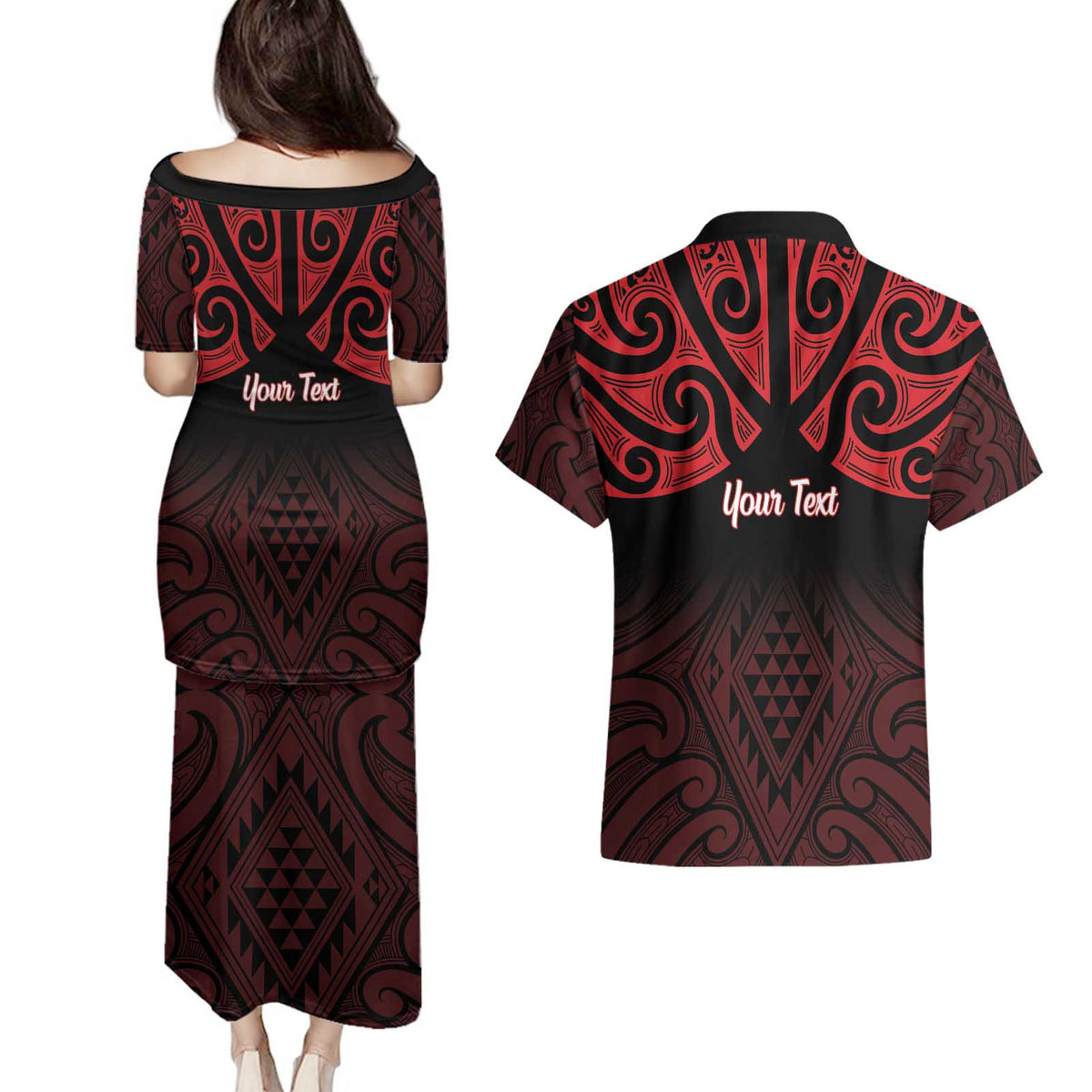 Personalised Keep Maori Wards New Zealand Couples Matching Puletasi and Hawaiian Shirt Stronger Together Aotearoa Taniko - Polynesian Pride