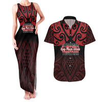 Personalised Keep Maori Wards New Zealand Couples Matching Tank Maxi Dress and Hawaiian Shirt Stronger Together Aotearoa Taniko LT14 Black - Polynesian Pride