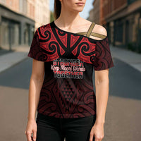 Personalised Keep Maori Wards New Zealand Cross Shoulder Shirt Stronger Together Aotearoa Taniko - Polynesian Pride