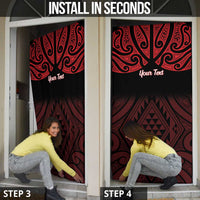 Personalised Keep Maori Wards New Zealand Door Cover Stronger Together Aotearoa Taniko - Polynesian Pride