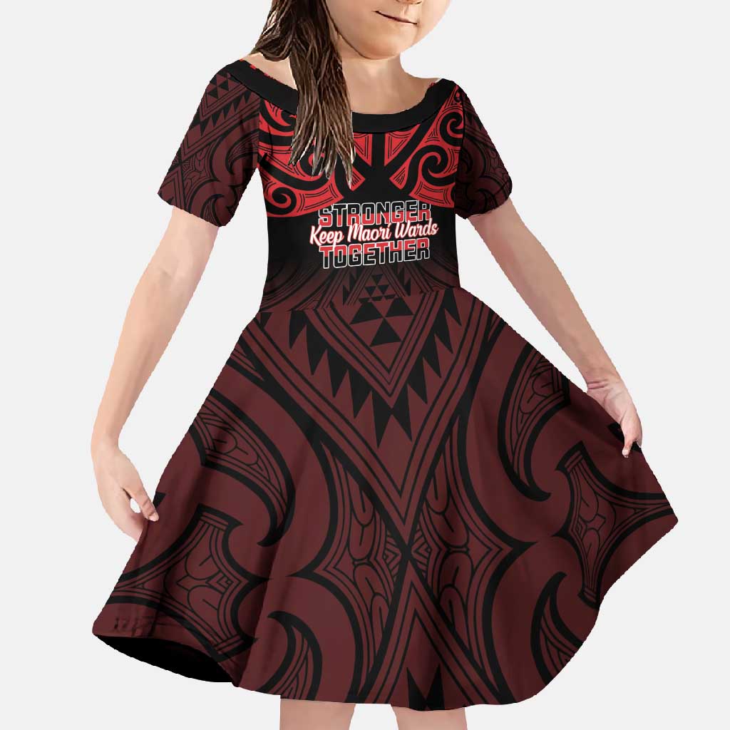 Personalised Keep Maori Wards New Zealand Family Matching Short Sleeve Bodycon Dress and Hawaiian Shirt Stronger Together Aotearoa Taniko - Polynesian Pride