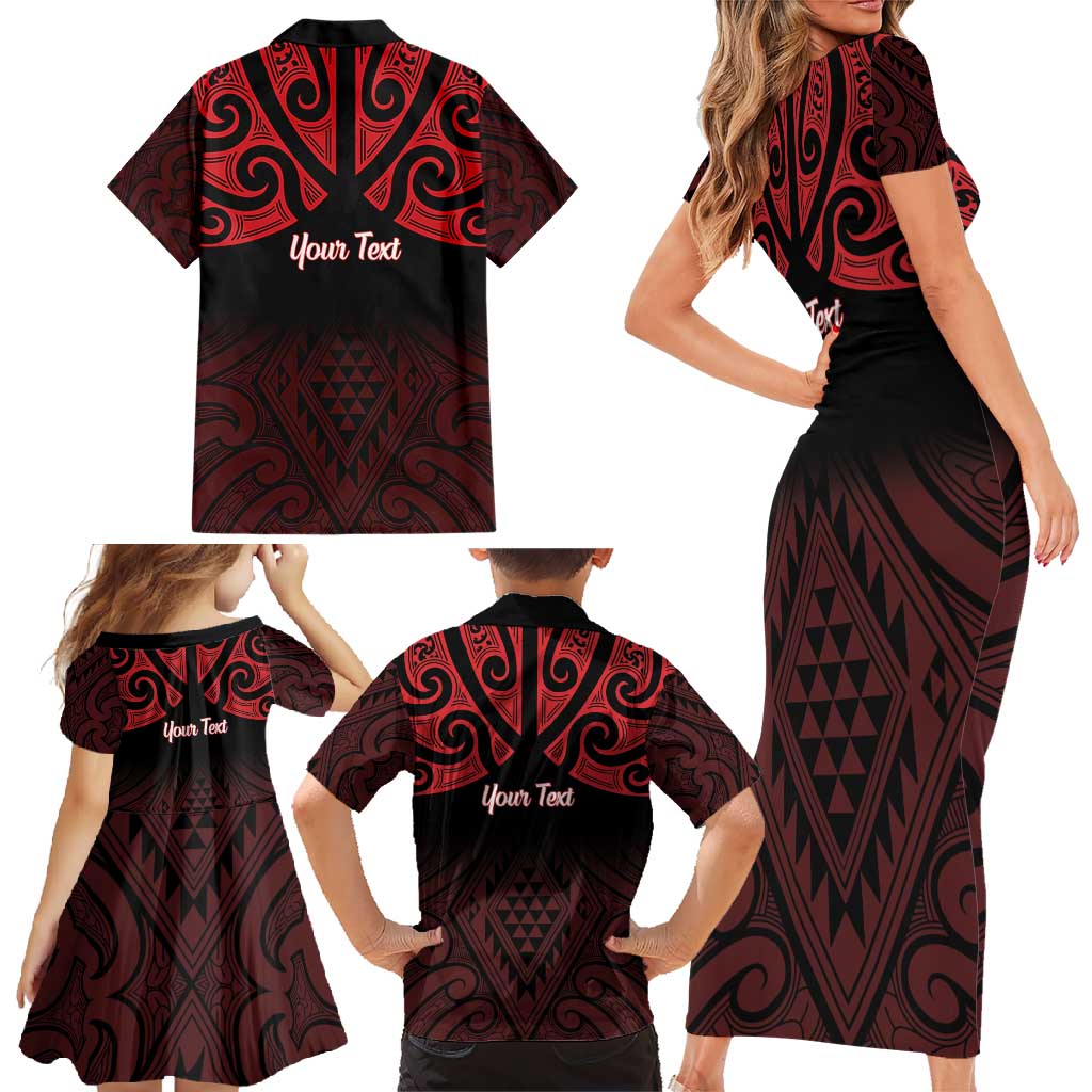 Personalised Keep Maori Wards New Zealand Family Matching Short Sleeve Bodycon Dress and Hawaiian Shirt Stronger Together Aotearoa Taniko - Polynesian Pride