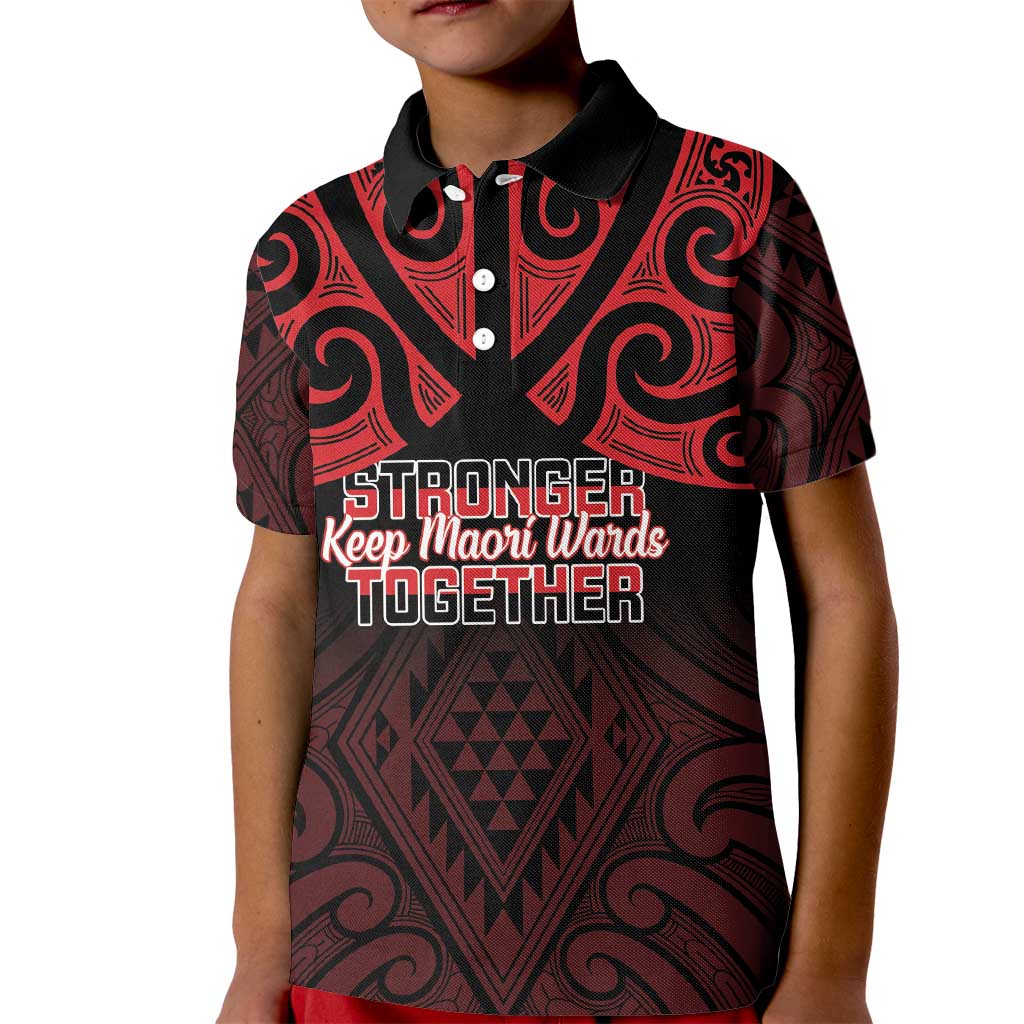 Personalised Keep Maori Wards New Zealand Kid Polo Shirt Stronger Together Aotearoa Taniko - Polynesian Pride