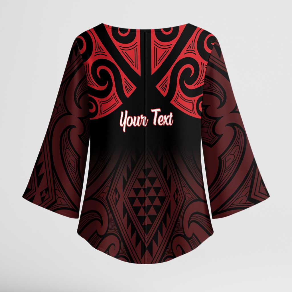 Personalised Keep Maori Wards New Zealand Kimono Sleeve Blouse Stronger Together Aotearoa Taniko - Polynesian Pride