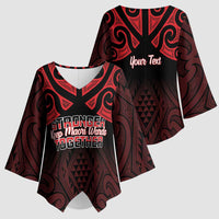 Personalised Keep Maori Wards New Zealand Kimono Sleeve Blouse Stronger Together Aotearoa Taniko - Polynesian Pride