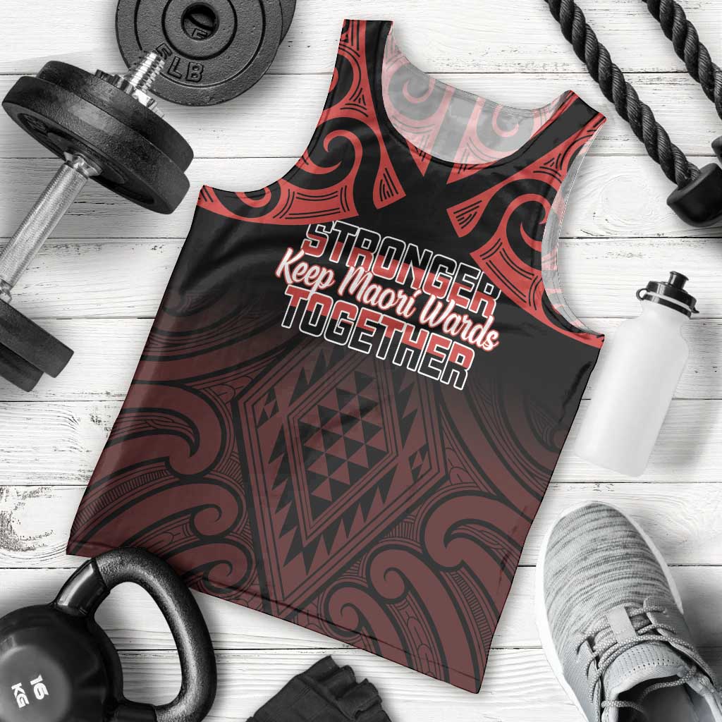 Personalised Keep Maori Wards New Zealand Men Tank Top Stronger Together Aotearoa Taniko - Polynesian Pride